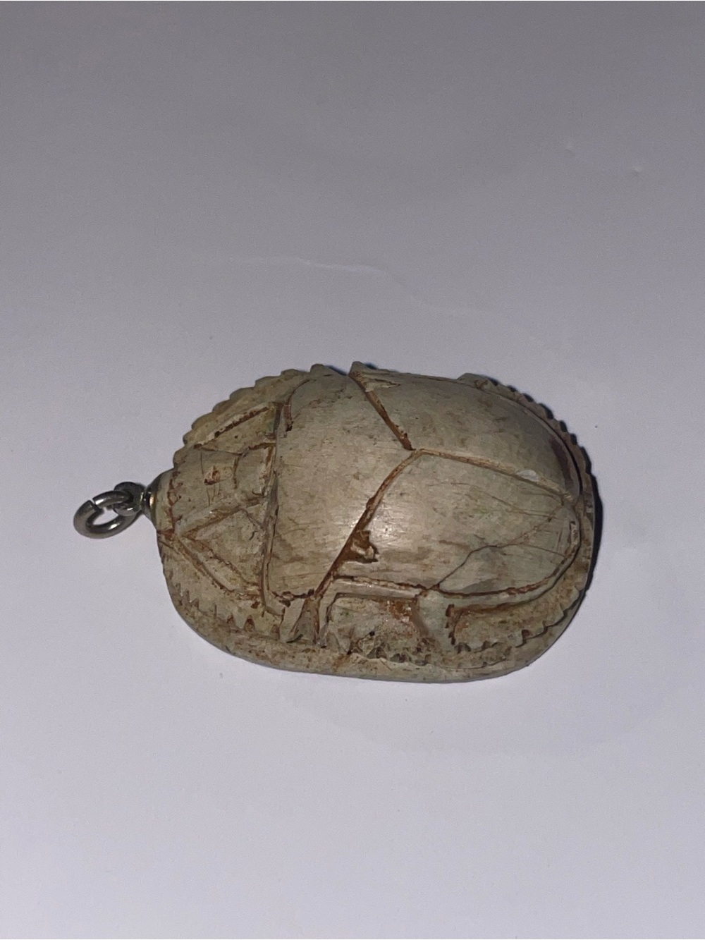 Hand-Carved Scarab Pendant — Ivory-Beige Amulet - Picture 3 of 5